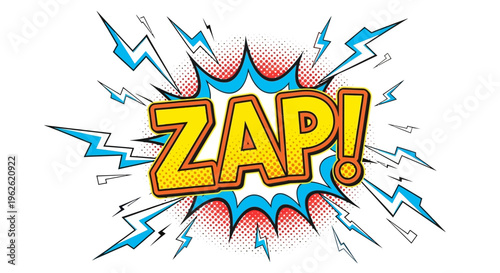 Comic book style ZAP explosion sound effect graphic.