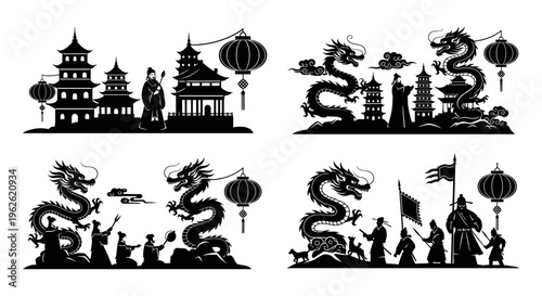 Ancient Chinese Dragons and Temples