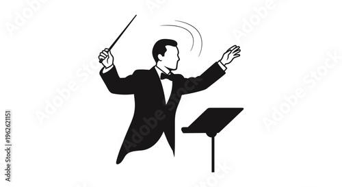 Orchestra Conductor Leading Music