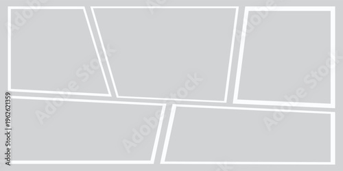 Templates collage five frames photos parts, picture or illustration. Vector frames. Board and branding Presentation. Creative theme.5 photos.