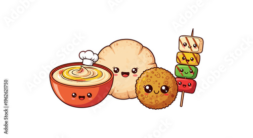 Kawaii Middle Eastern Food Characters