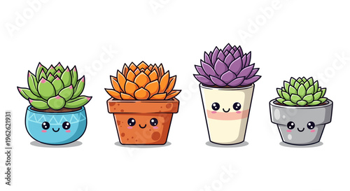 Cute Succulent Plants Kawaii Style