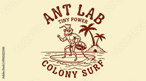 Surfing Ant Colony Logo Design.