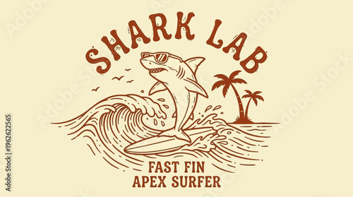 Shark surfing on a wave board.