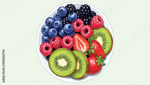 Vibrant Mixed Berries and Kiwi Fruit Bowl for Healthy Eating