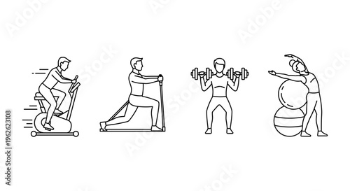 Fitness Activities Line Art