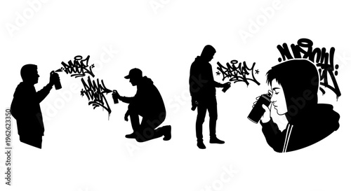 Graffiti Artists Spray Painting