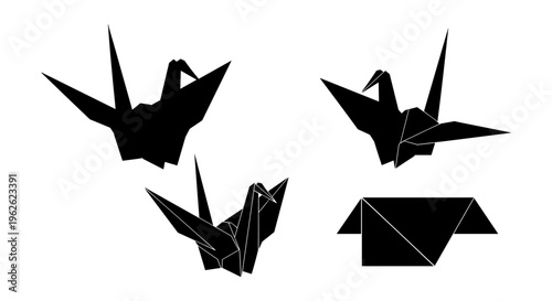 Origami Crane Silhouettes