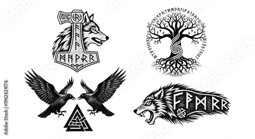 Norse Mythology Symbols Collection