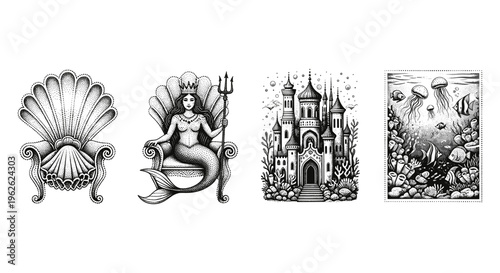 Mythical Sea Creatures and Castles