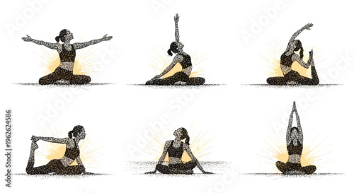 Yoga Poses Silhouette Collage