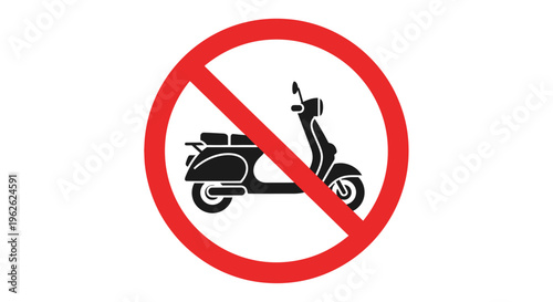 No Scooter Sign Prohibiting Moped or Scooter Access.