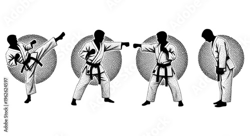 Karate Poses Silhouette