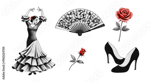 Flamenco Dancer And Accessories