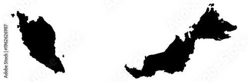 Malaysia black fill outline map vector graphic illustration geography silhouette shape national border design isolated transparent background political territory cartography atlas eps
