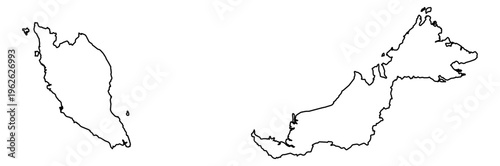 Malaysia simple outline map vector graphic illustration geography silhouette shape national border design isolated transparent background political territory cartography atlas eps