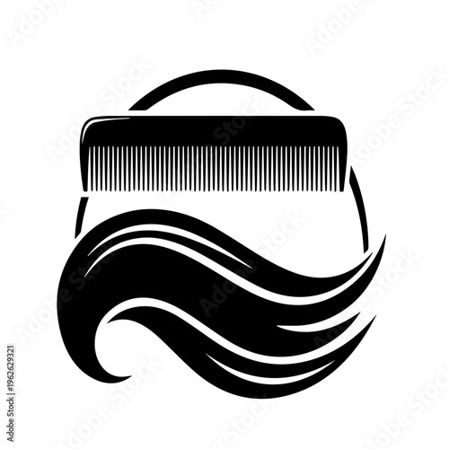 Hair Comb and Waves Logo