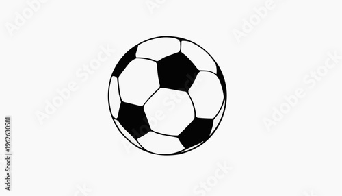 Classic soccer ball illustration with black pentagon and white hexagon sports design pattern