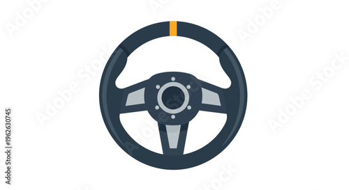 Stylized steering wheel illustration for automotive and transportation design