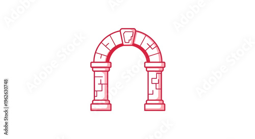 Stylized stone archway illustration against a crisp white background creating visual interest