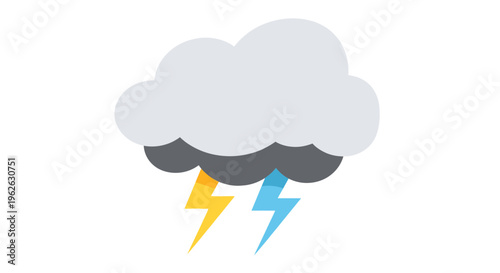 Stylized stormy weather depiction featuring lightning bolts and a dark cloud overcast