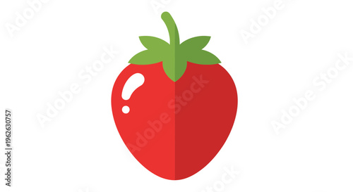 Stylized strawberry illustration with simple shapes against a white background