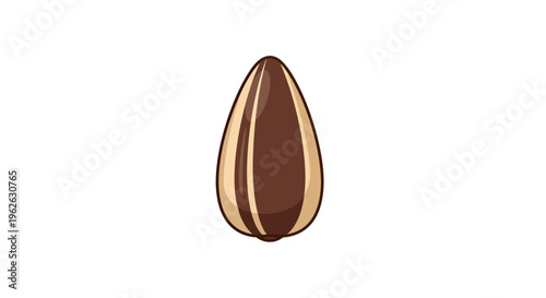 Stylized sunflower seed illustration on a white background with brown hues