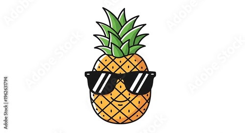 Pineapple wearing sunglasses smiling fruit.