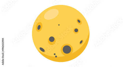 Stylized yellow moon illustration with craters on a clean white background