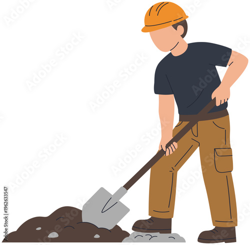 construction worker digging soil