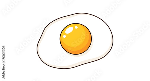 Sunny-side-up egg illustration with simplistic design against white background, perfect for