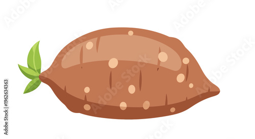 Sweet Potato Illustration on White Background, Cartoonish and Playful Style