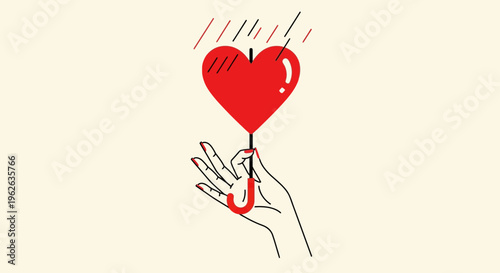 Hand holding red heart symbol.