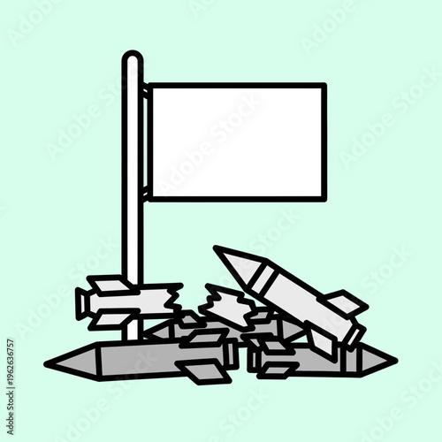 broken crayons and blank sign board.