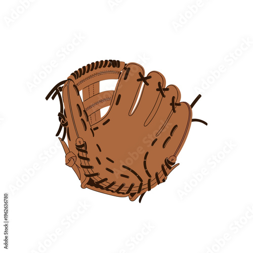 Minimalist brown baseball glove illustration, perfect for sports equipment designs and athletic game-themed projects, showcasing a classic catcher's mitt accessory