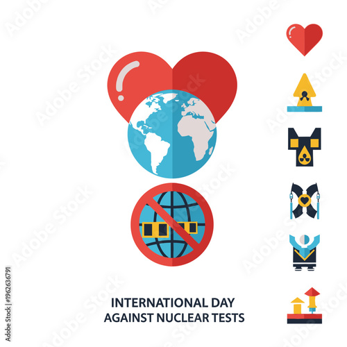 International Day Against Nuclear Tests awareness symbols.