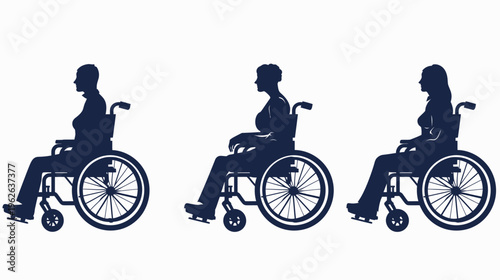 Three silhouettes of women in wheelchairs