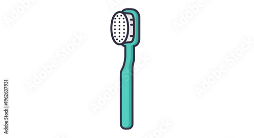 Teal toothbrush on a white background to promote dental hygiene and oral care practices