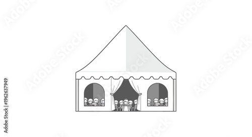 Tent illustration, vector style graphic, event, celebration, party, outdoor, design, gathering