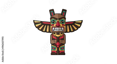 Symbolic native american totem pole illustration showcasing cultural heritage