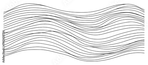 Abstract Wavy Lines Pattern Minimalist Flowing Water Waves or Sound Vibration Line Art