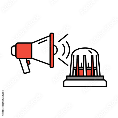 Megaphone amplifying sound to siren.