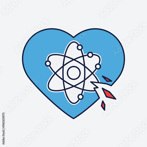 Heart with an atomic symbol and arrow.