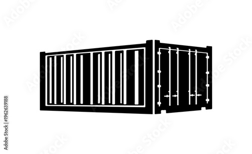 Black Shipping Container Vector Illustration