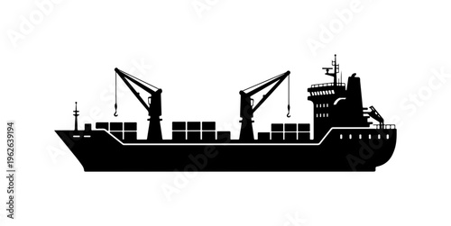 Modern Cargo Ship Vector Illustration