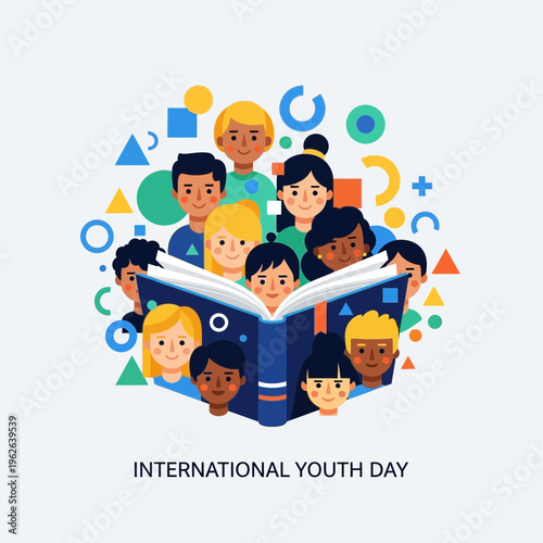 Diverse group of young people reading.