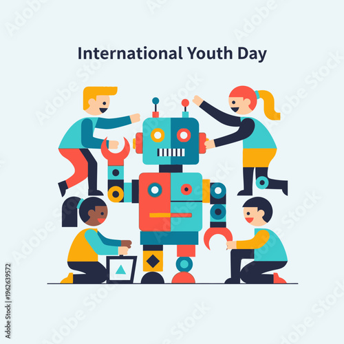 International Youth Day celebration with robot.