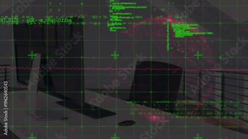 Animation of financial data processing over grid and busy airport