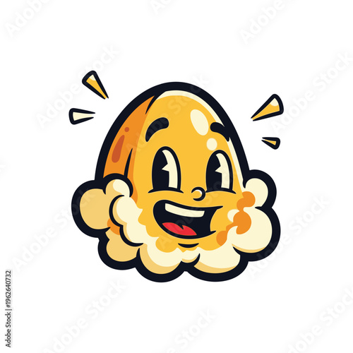 Smiling Cartoon Egg Character Face Closeup.