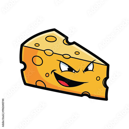 Cartoon cheese with smiling face.